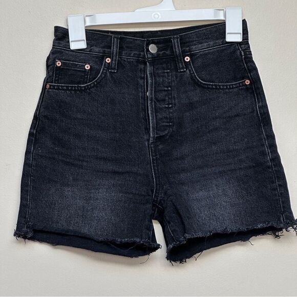 Aritzia Denim Forum The Yoko Hi-rise Mid-thigh Denim Short Size 24 - Black - Picture 2 of 12